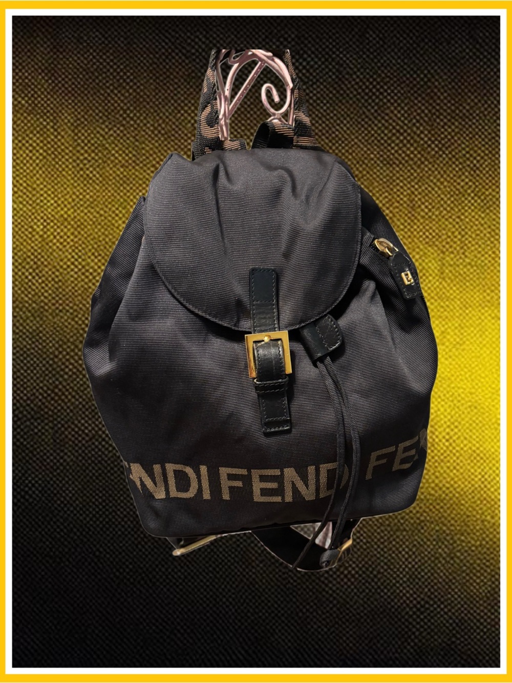 Fendi Black Nylon and Leather Logo-Trim Backpack with Pouch - Picture 6 of 10
